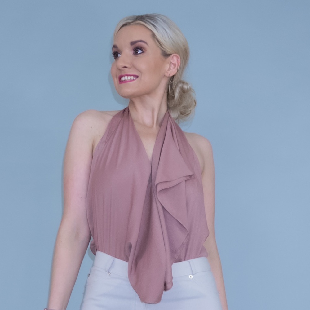 MM Couture Open Back Ruffle Halter Top - Picture 4 of 16